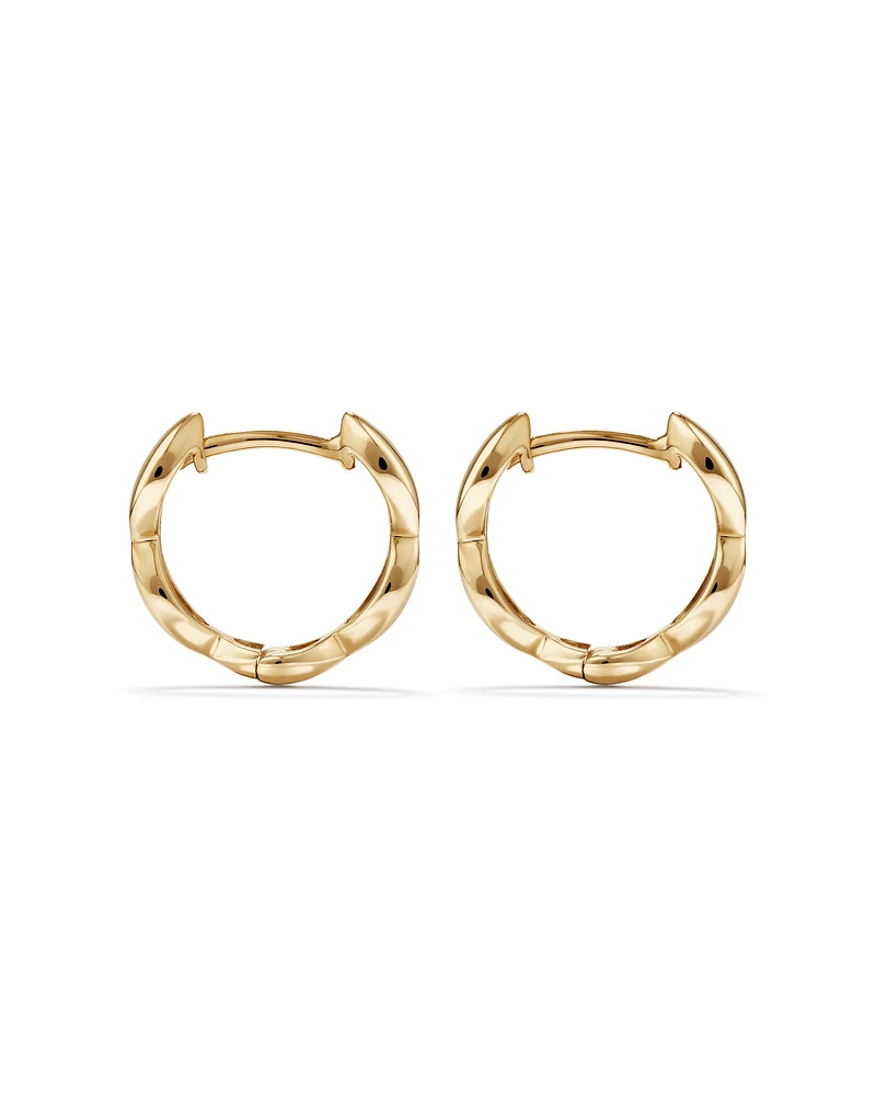 Marquise Shape Huggie Hoop Earrings in 10kt Yellow Gold