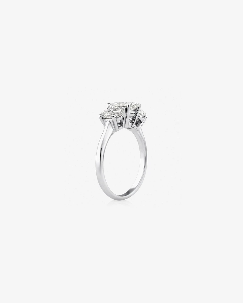 2 Carat Three Stone Oval Laboratory-Grown Diamond Ring In 14kt White Gold