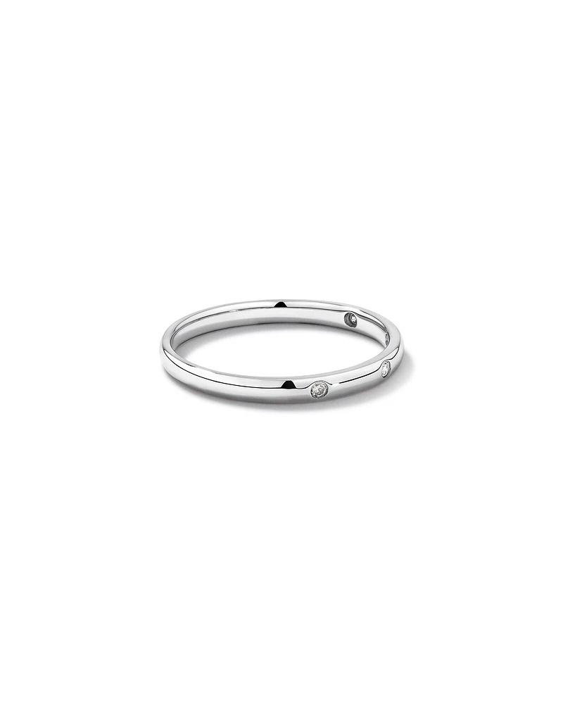 Bezel Set Diamond Accent Minimalism Ring in 10kt White Gold