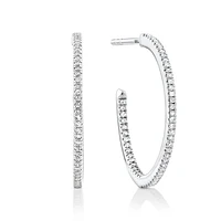 0.15 Carat TW Fine Diamond Hoop Earrings in 10kt White Gold