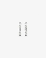 0.13 Carat TW Diamond Dot Dash Mini Hoop Earrings in 10kt White Gold