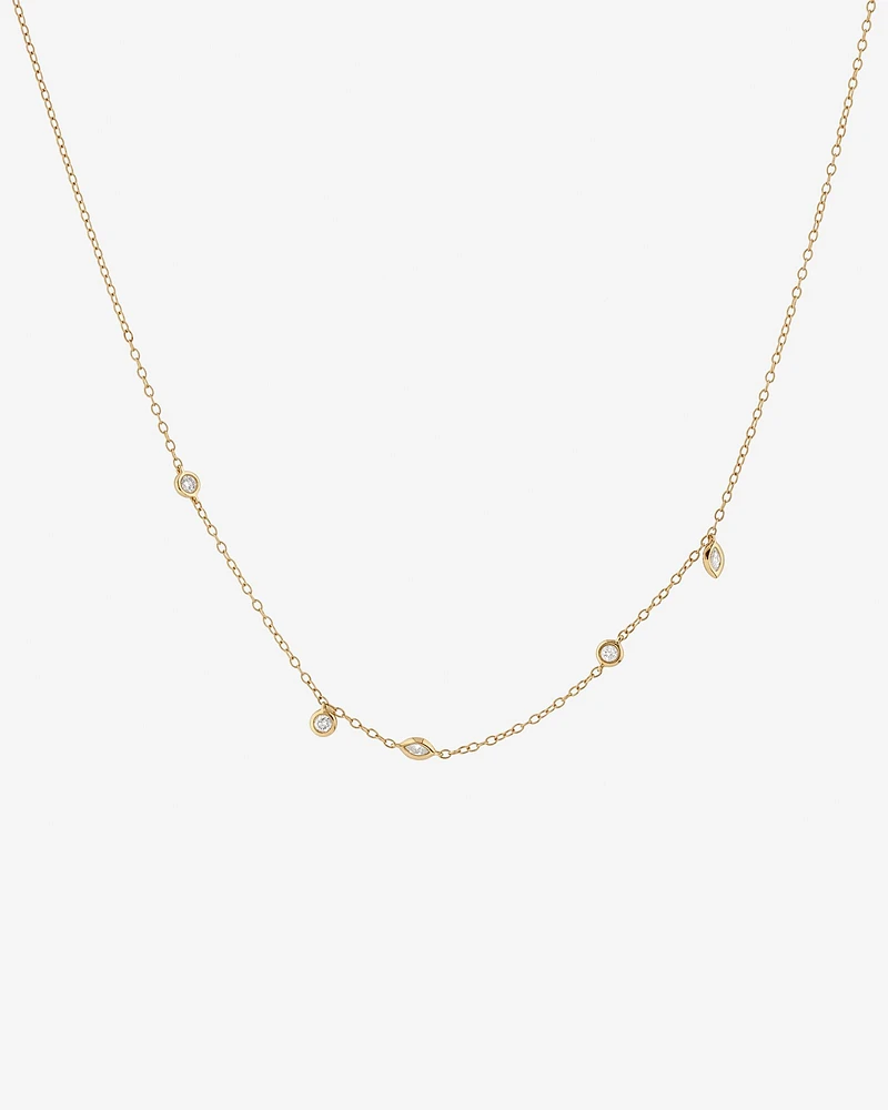 Station Necklace with 0.15 Carat TW of Diamonds in 10kt Yellow Gold