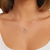 Lotus Motif Pendant with 0.15 Carat TW of Diamonds in Sterling Silver