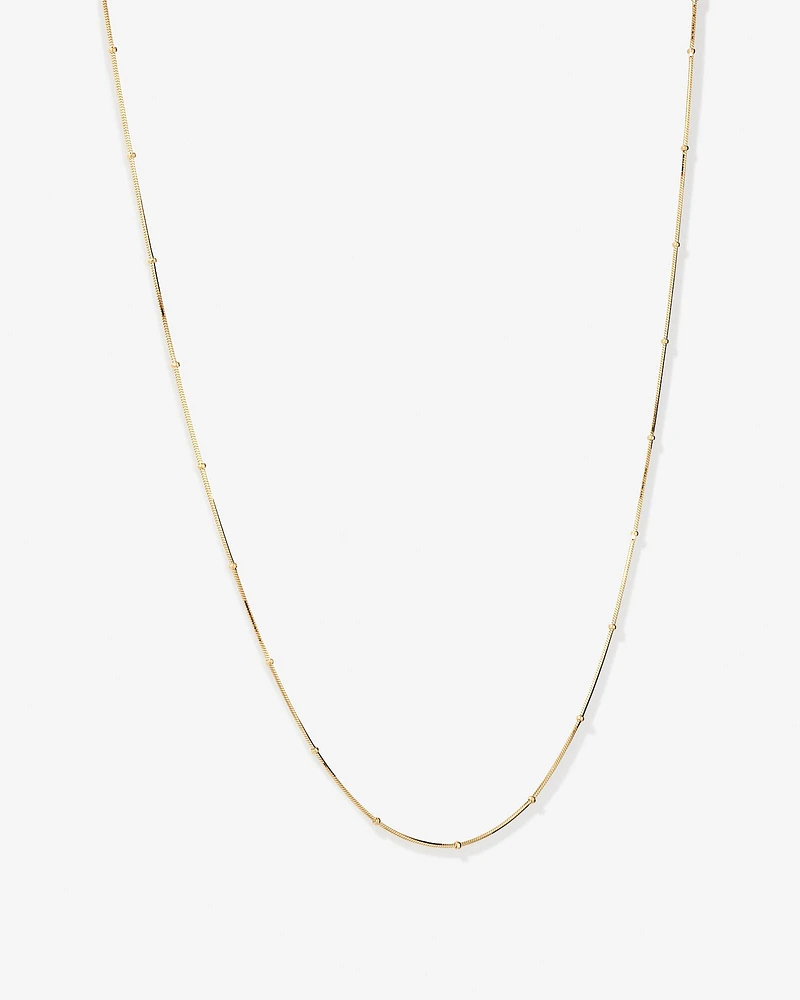 Snake Chain and Bead Station Necklace in 10kt Yellow Gold