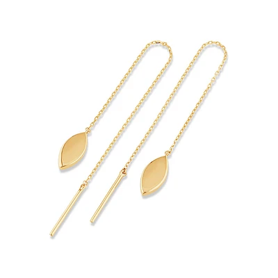 Marquise Disc Threader Earrings in 10kt Yellow Gold