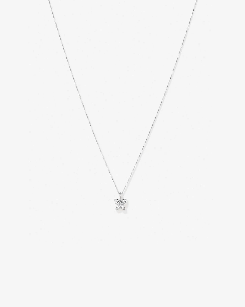 Cubic Zirconia Butterfly Pendant Necklace in Sterling Silver