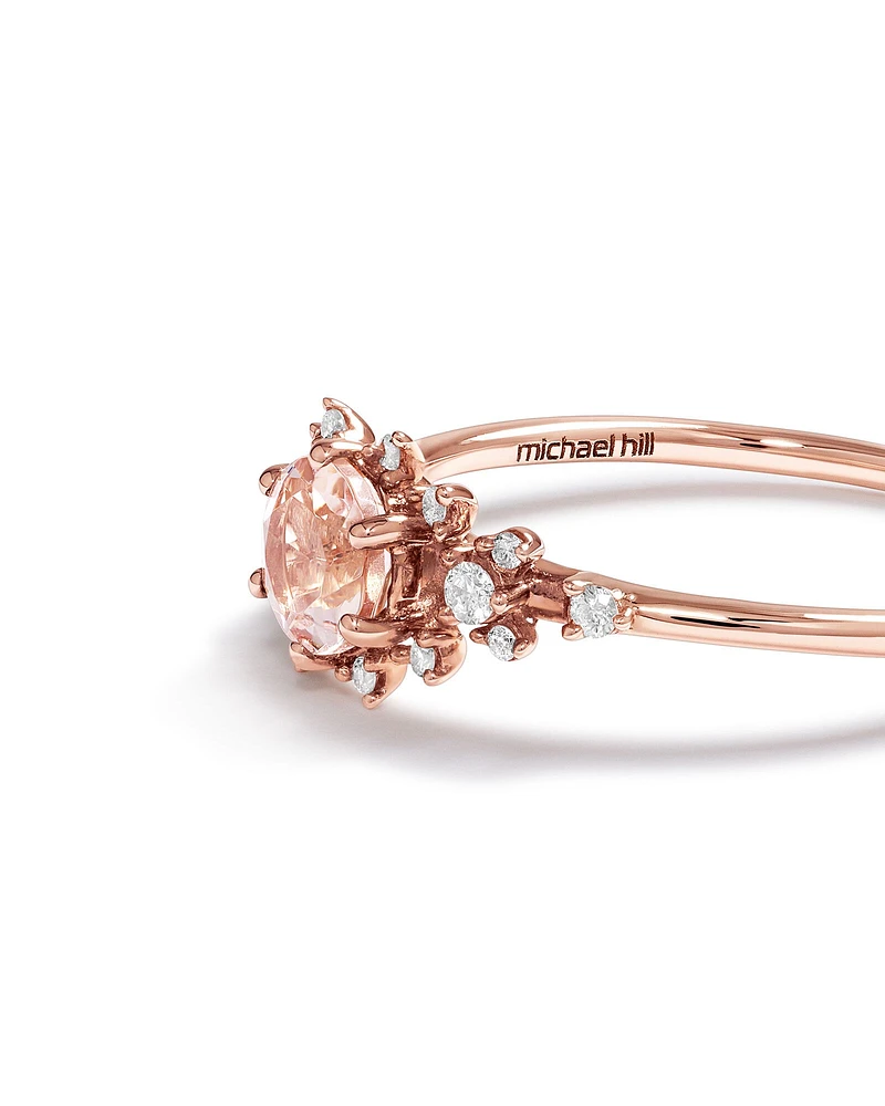 Ring with Morganite and 0.10 Carat TW of Diamonds in 10kt Rose Gold