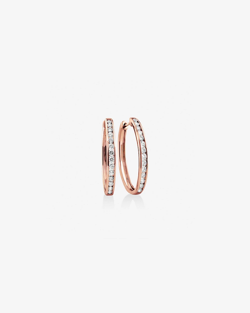 Huggie Earrings with 1 Carat TW of Diamonds in 10kt Rose Gold