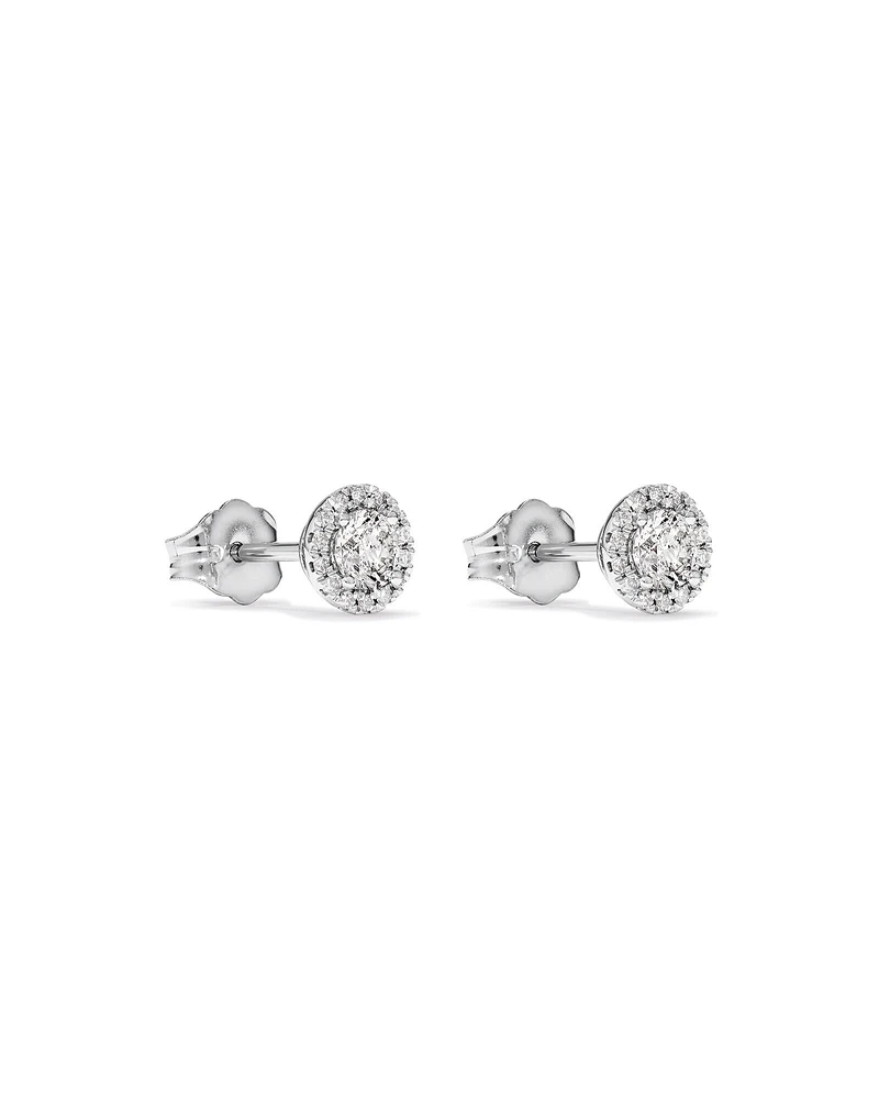 0.44 Carat TW Round Diamond Halo Stud Earrings in 10kt White Gold