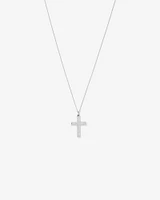 Cubic Zirconia Puff Cross Pendant Necklace in Sterling Silver