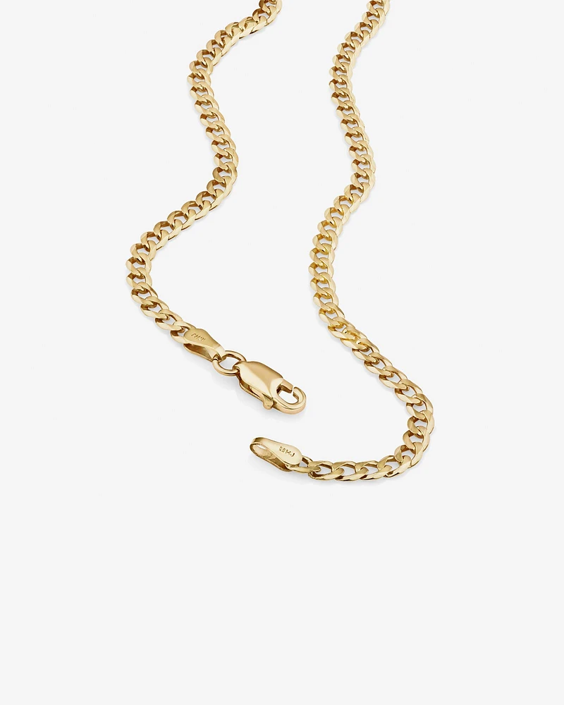 60cm (24") 3mm-3.5mm Width Curb Chain in 10kt Yellow Gold