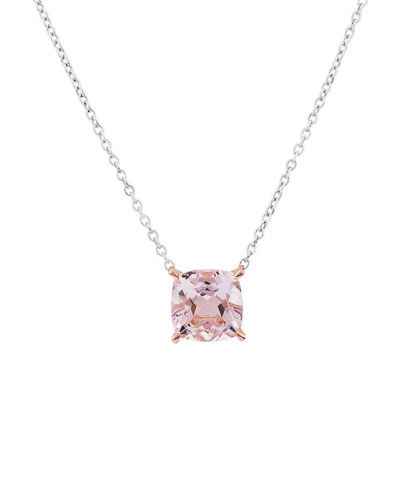 Collier en argent sterling et en or rose 10 K avec améthyste rose