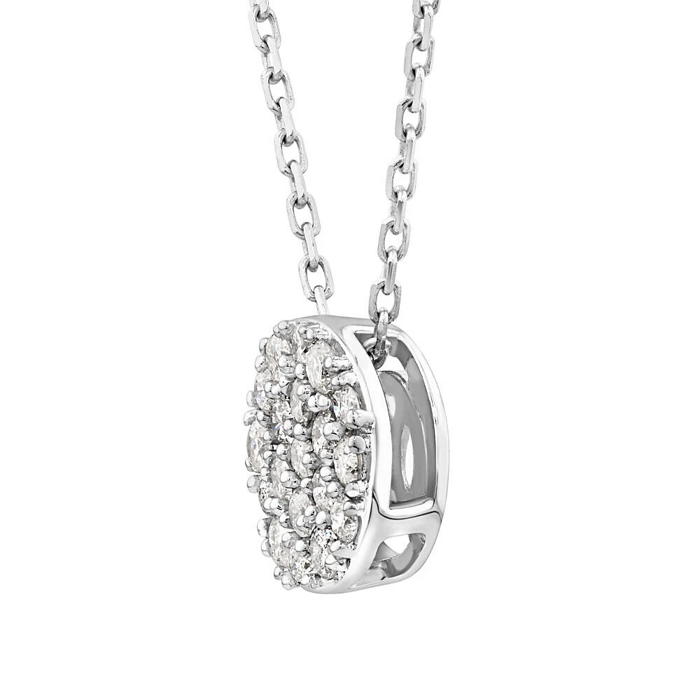 Round Diamond Cluster Pendant in 10kt White Gold