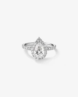 1.82 Carat TW Pear Cut Laboratory-Grown Diamond Halo Engagement Ring in 14kt White Gold