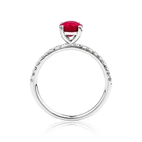 Solitaire Ruby Ring with 0.25 Carat TW of Diamonds in 10kt White Gold