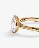 1.25 Carat TW Pear Cut Laboratory-Grown Diamond Solitaire Bezel Set Engagement Ring in 14kt Yellow Gold