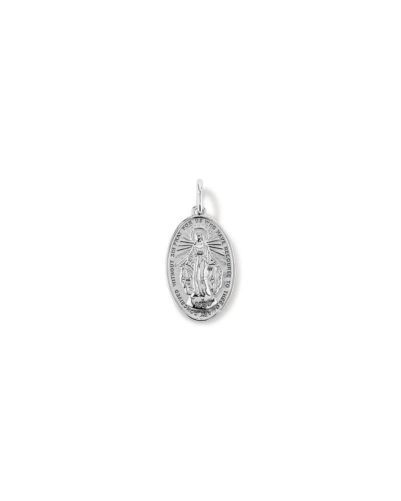 Oval St Madonna Pendant in Sterling Silver