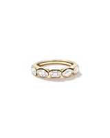 1.50 Carat TW Bezel Set Emerald and Oval Cut Lab-Grown Diamond Wedding Band in 14kt Yellow Gold
