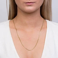 55cm (22") 3mm-3.5mm Width Hollow Curb Chain in 10kt Yellow Gold