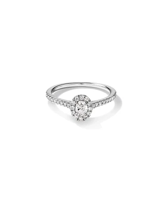 Oval Halo Ring with 0.50 Carat TW of Diamonds in 14kt White Gold