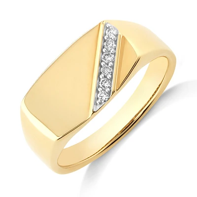 Bague en or jaune 10 K pour homme avec diamants totalisant 0,10 ct