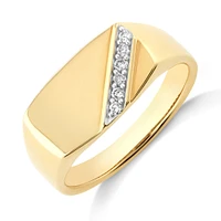 Bague en or jaune 10 K pour homme avec diamants totalisant 0,10 ct