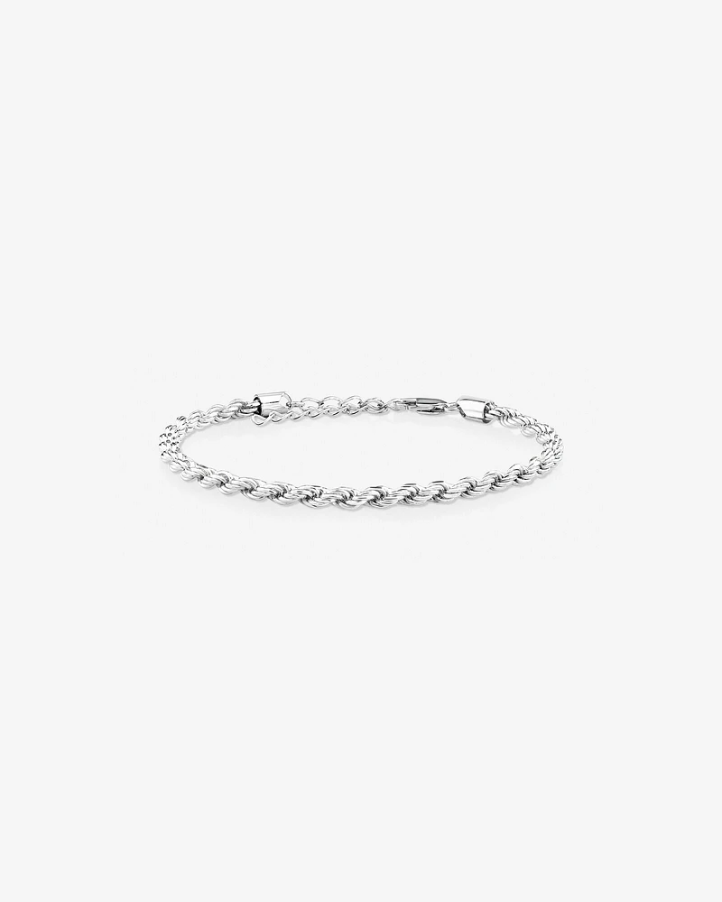 24cm (9.5") 4mm-4.5mm Width Rope Bracelet in Sterling Silver