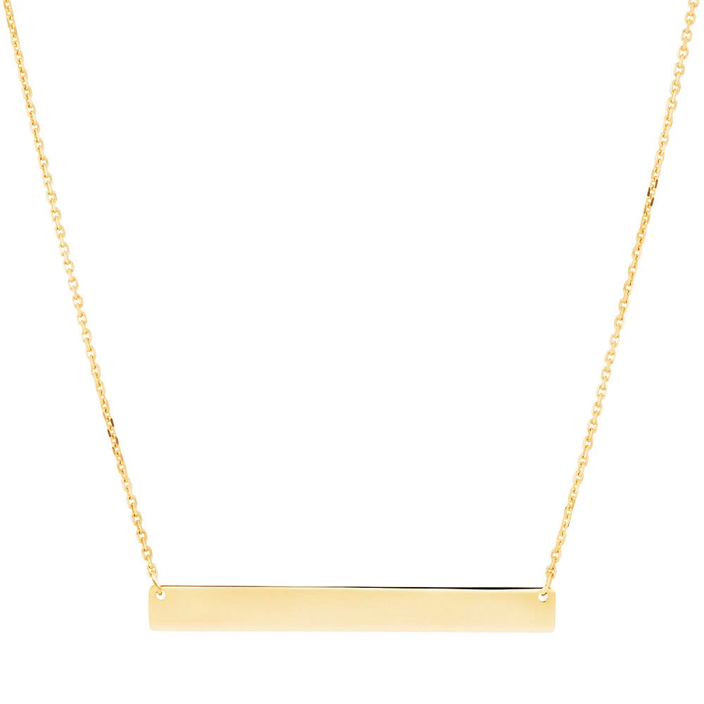 Engravable Bar Necklace in 10kt Yellow Gold