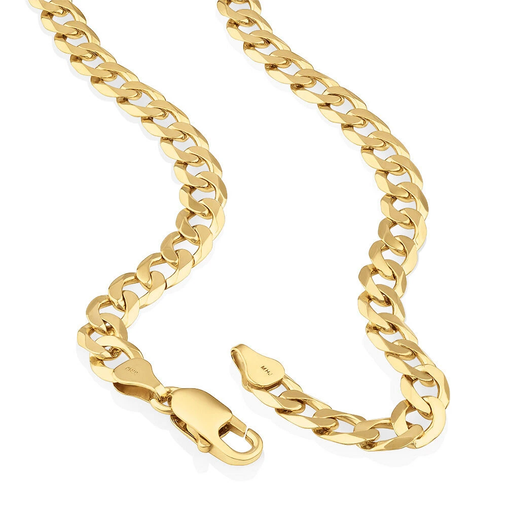 60cm (24") 6.5mm-7mm Width Solid Curb Chain in 10kt Yellow Gold