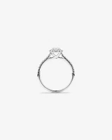 Halo Pear Engagement Ring with 0.92 Carat TW of Diamonds in 14kt White Gold