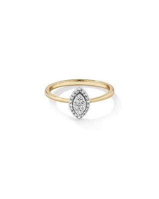 0.15 Carat TW Marquise Cluster Diamond Promise Ring in 10kt Yellow and White Gold