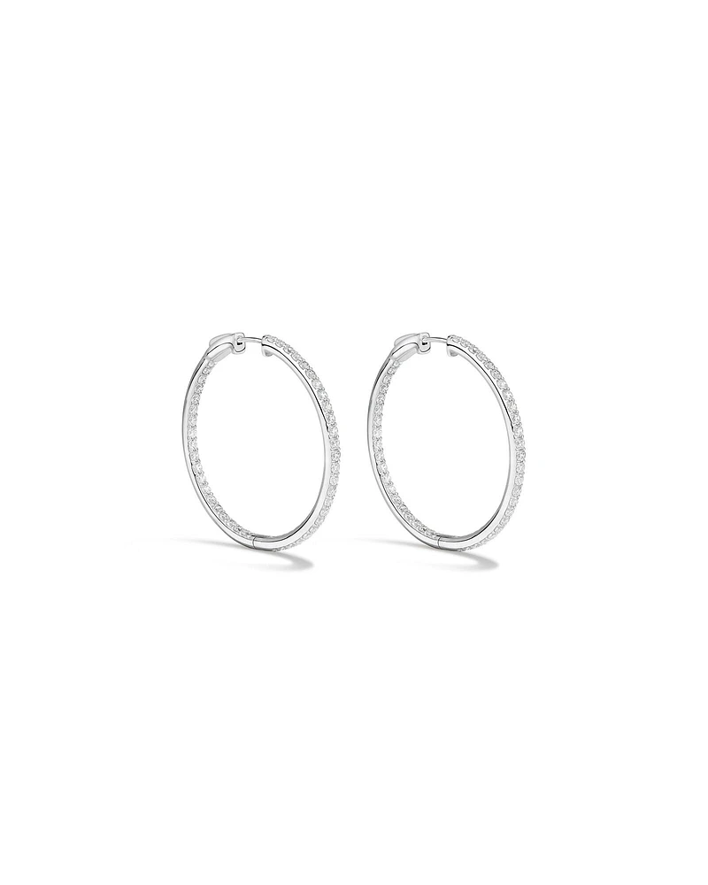 Hoop Earrings with Cubic Zirconia in Sterling Silver