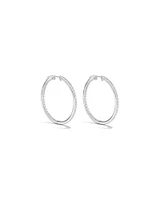 Hoop Earrings with Cubic Zirconia in Sterling Silver