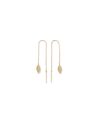 Marquise Disc Threader Earrings in 10kt Yellow Gold