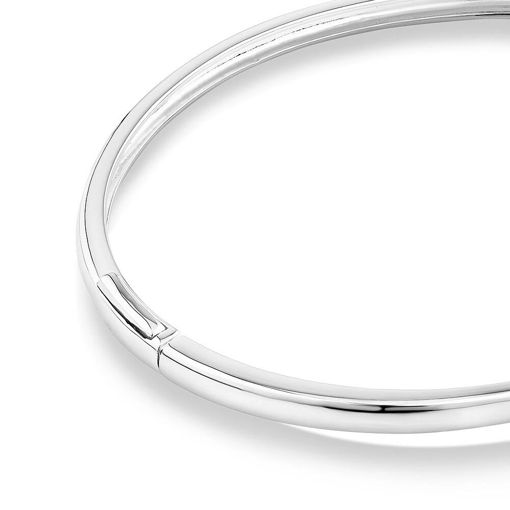 Diamond Accent Infinity Oval Hinge Bangle in Sterling Silver