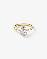 1.25 Carat TW Pear Cut Laboratory-Grown Diamond Solitaire Bezel Set Engagement Ring in 14kt Yellow Gold