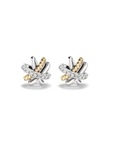 Crossover Earrings with .09 Carat TW Diamonds in Sterling Silver and 10kt Yellow Gold