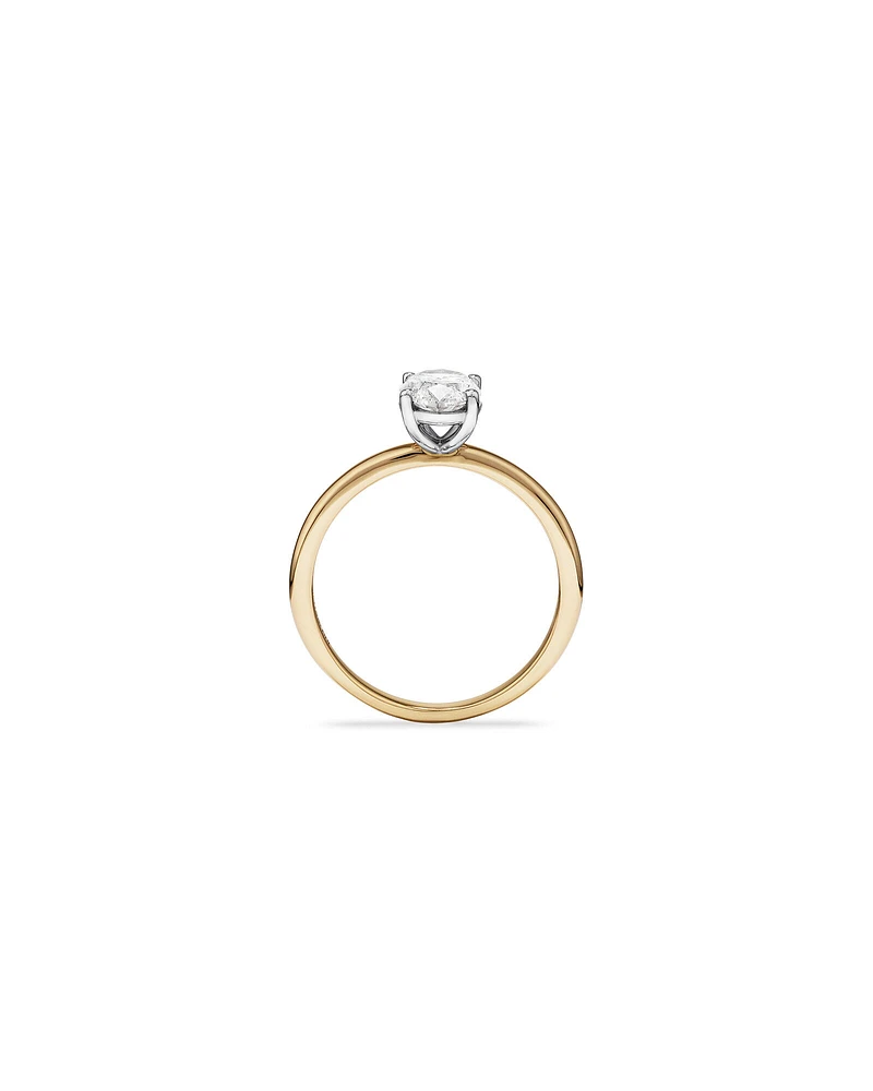 1.00 Carat TW Oval Cut Diamond Solitaire Engagement Ring in 14kt White and Yellow Gold