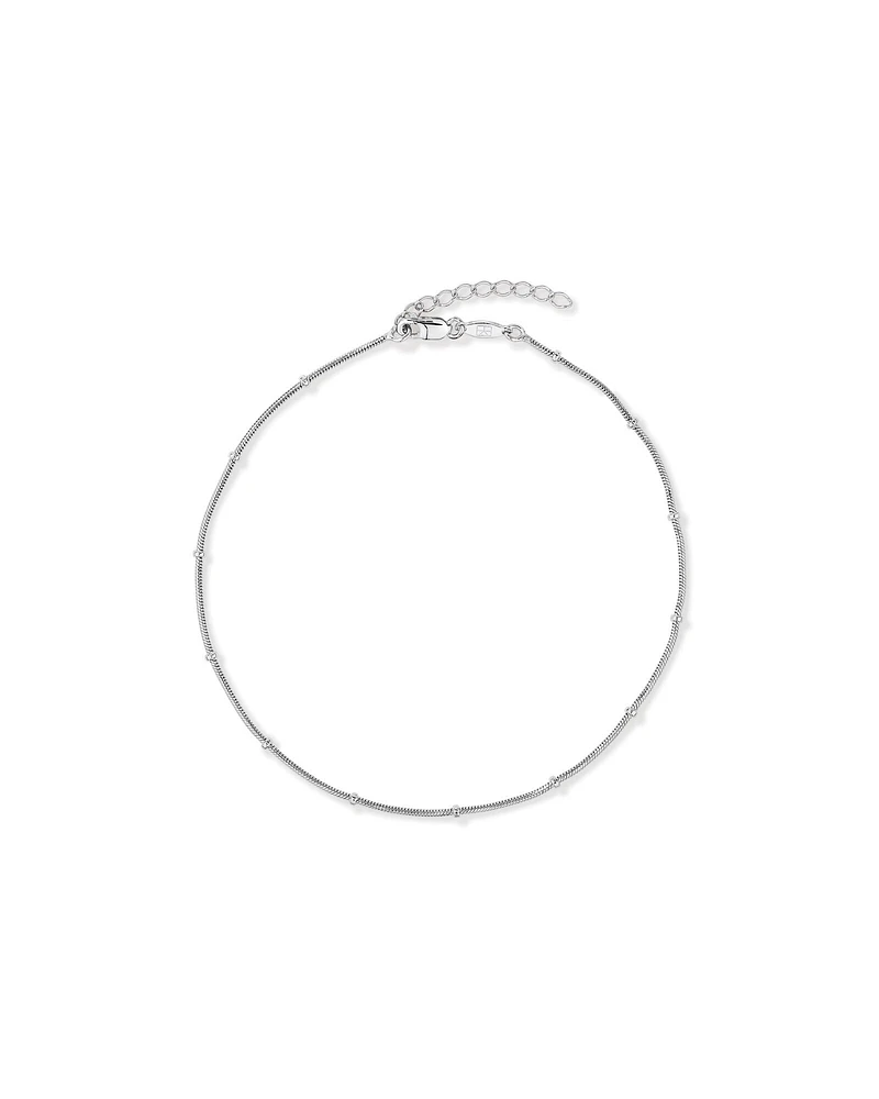 Chaîne De Cheville Serpent Et Perles 26 Cm (10,2") Largeur 1,1 Mm En Argent Sterling