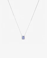 Halo Pendant with Tanzanite & 0.17 Carat TW of Diamonds in 14kt White Gold