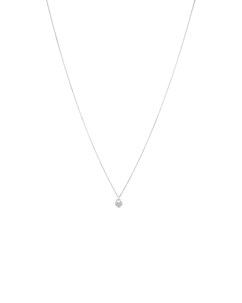 Fine Pave Diamond Heart Pendant Necklace in Sterling Silver