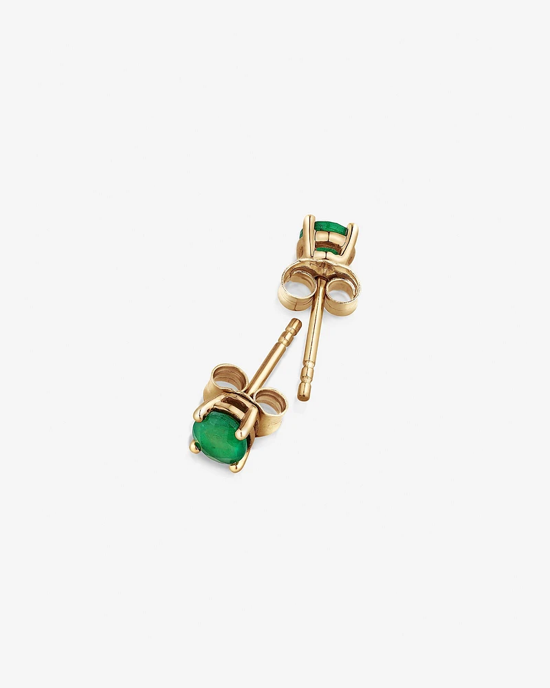 Stud Earrings with Emerald in 10kt Yellow Gold