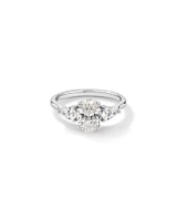 1.65 Carat TW Three Stone Oval and Pear Shaped Laboratory-Grown Diamond Engagement Ring in 14kt White Gold