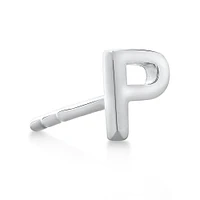 E Initial Single Stud Earring in Sterling Silver