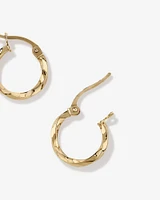 10mm Square Twist Hoop Earrings in 10kt Yellow Gold