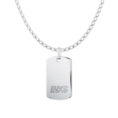 INXS Engraved Dog Tag with Chain in Recycled Sterling Silver