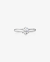 Bague de fiançailles à solitaire certifié en or blanc 14 K avec diamants totalisant 1 ct