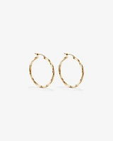 28mm Square Twist Hoop Earrings in 10kt Yellow Gold