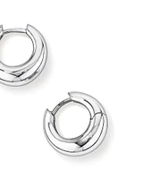 Tapered Dome Huggie Earrings in Sterling Silver