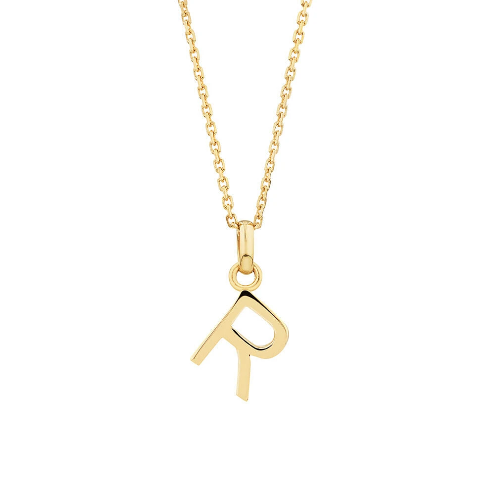 "H" Initial Pendant with Chain in 10kt Yellow Gold